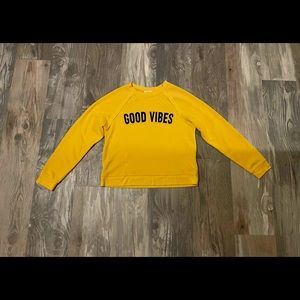 ‘Good Vibes’ Yellow and Black Crewneck Sweater